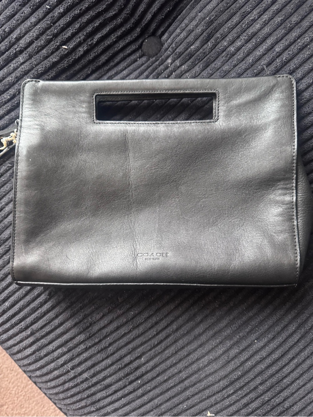 Vintage Coach Legacy Bleecker Basket Pocketbook Clutch Pebbled Leather Black